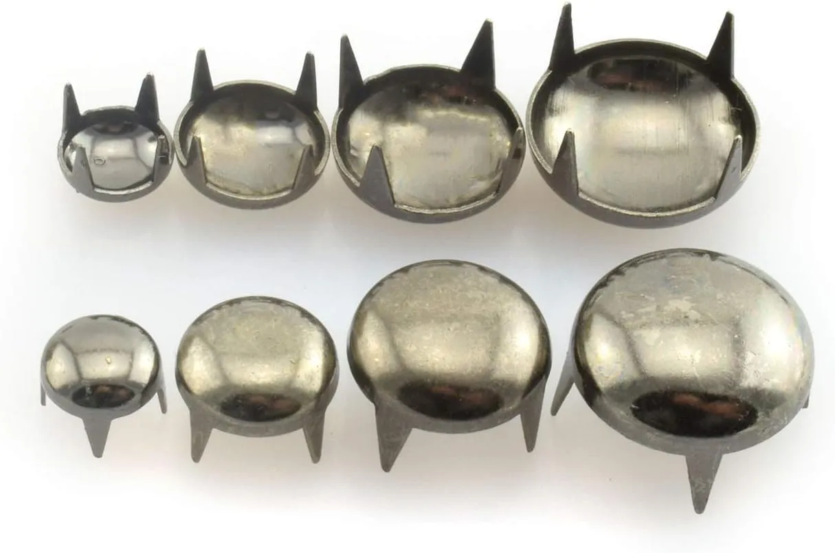 120pcs Black DIY Nailhead Round Dome Studs Assorted Kit Leathercraft Rivet Metal Punk Spikes Spots for Punk Rock Leather Craft Clothes Belt Bag Shoes Jewelry Decorations 6/8/10/12mm