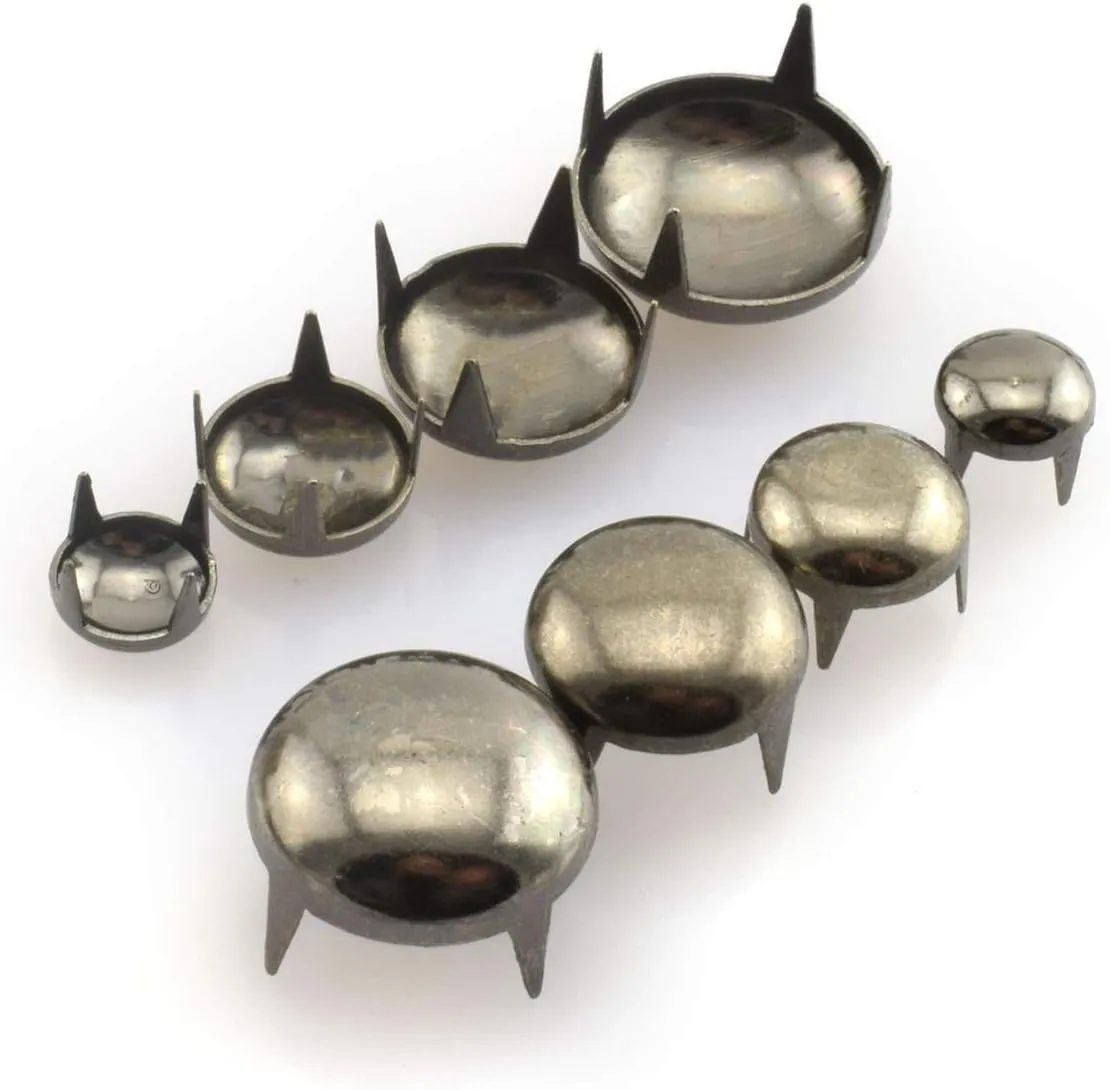 120pcs Black DIY Nailhead Round Dome Studs Assorted Kit Leathercraft Rivet Metal Punk Spikes Spots for Punk Rock Leather Craft Clothes Belt Bag Shoes Jewelry Decorations 6/8/10/12mm