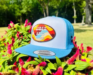 2023 August Collection Jobes Cap-  White/Baby Blue Retro patch