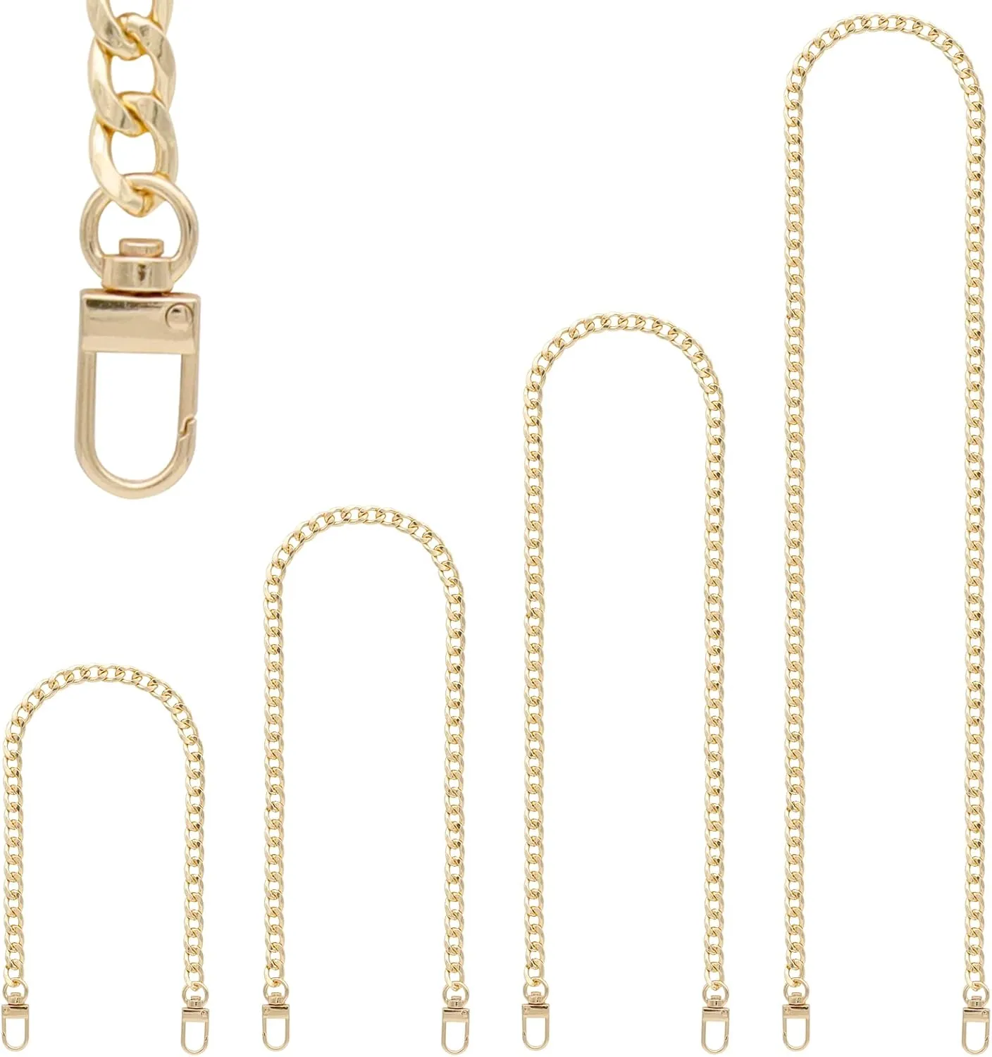 4 Pieces Different Sizes Iron Replacement Flat Chains Iron, Metal Chain Strap for DIY Purse Handbag Shoulder Crossbody Bag Clutch by RAPUDA(15.4 Inch, 23.6 Inch, 31. 4 Inch, 47.2 Inch) Gold