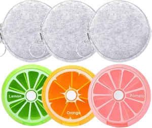 6PCS Weekly Pill Organizer 6PCS 7 Day 3 Times a Day INVODA Large Daily Pill Cases for Pills Vitamin Fish Oil Supplements Container (Group Light Grey Bag 3PCS)