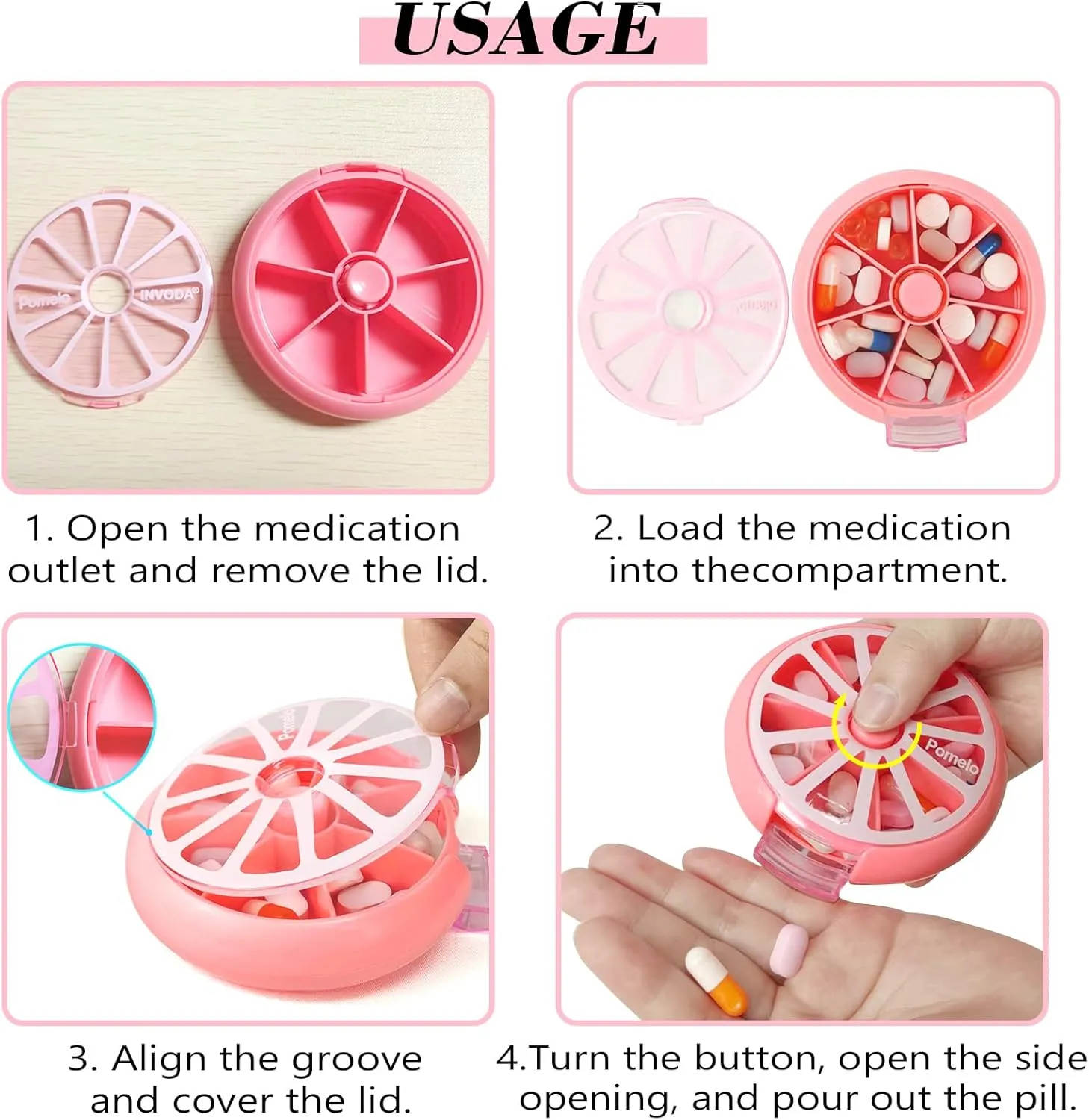 6PCS Weekly Pill Organizer 6PCS 7 Day 3 Times a Day INVODA Large Daily Pill Cases for Pills Vitamin Fish Oil Supplements Container (Group Light Grey Bag 3PCS)