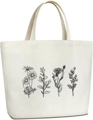 Aesthetic Tote Bag for Women Large Shoulder Tote Bag Cute Reusable Grocery Bags for Work & Shopping Floral Tote Bag