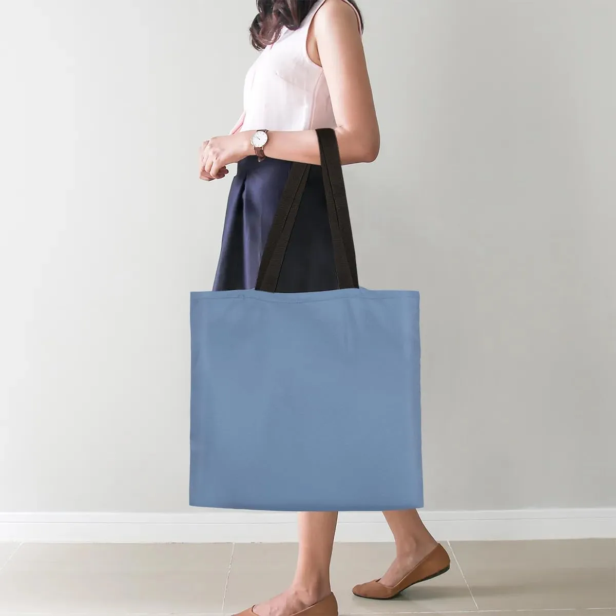 Airy Blue Canvas Tote Bag for Women Men Stylish Tote Handbag Shoulder Bag Reusable Grocery Bag