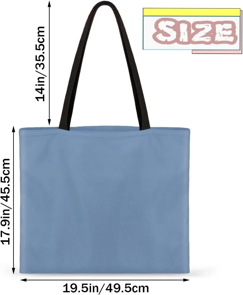 Airy Blue Canvas Tote Bag for Women Men Stylish Tote Handbag Shoulder Bag Reusable Grocery Bag