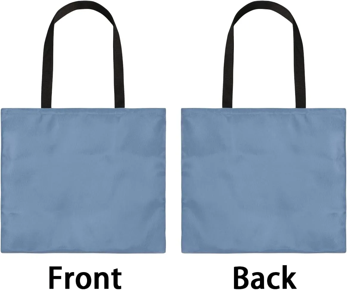 Airy Blue Canvas Tote Bag for Women Men Stylish Tote Handbag Shoulder Bag Reusable Grocery Bag
