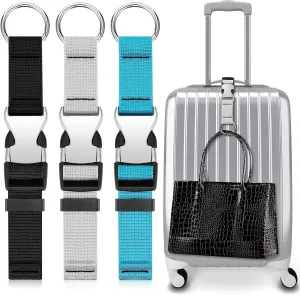 Amylove 3 Pcs Add a Bag Luggage Straps Gripper Heavy Duty Jacket Valises Strap for Travel Belt with Buckle Adjustable Baggage(Black, Blue and Grey)