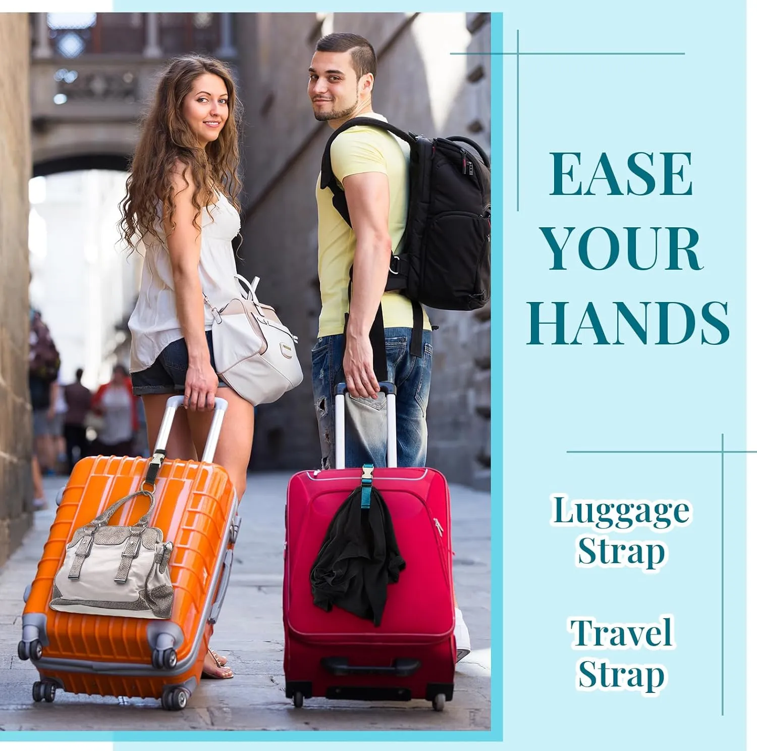 Amylove 3 Pcs Add a Bag Luggage Straps Gripper Heavy Duty Jacket Valises Strap for Travel Belt with Buckle Adjustable Baggage(Black, Blue and Grey)