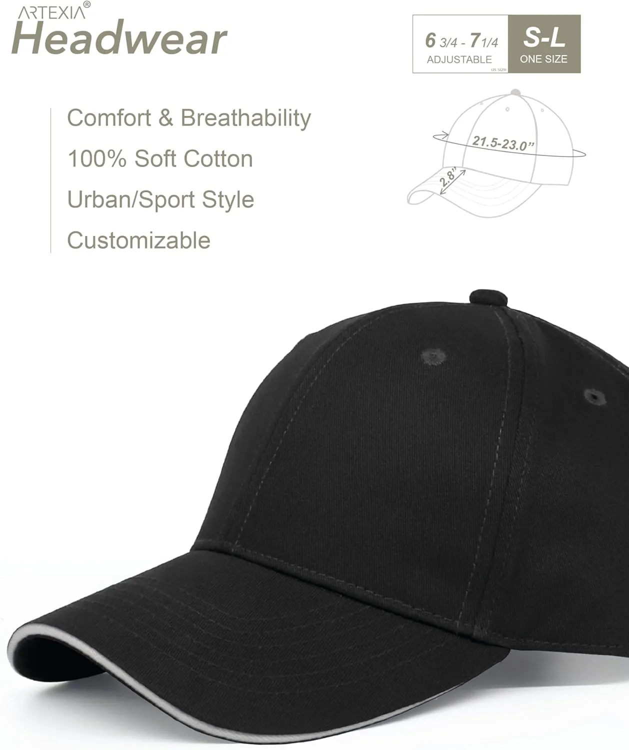 Baseball Cap 100% Cotton Hats for Men Hats for Women Cooling Performance Womens Baseball Caps Black Baseball