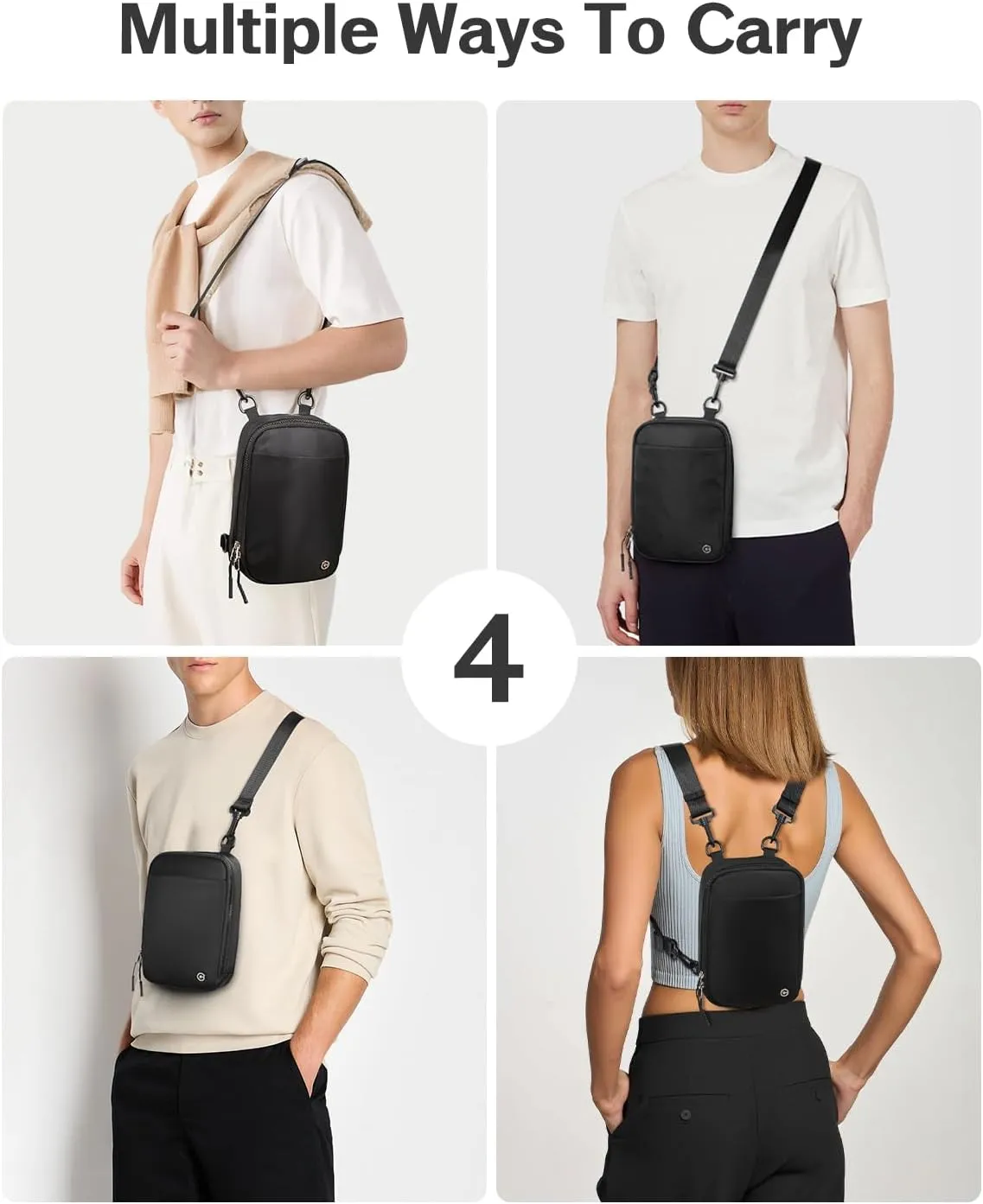 CHOLISS Crossbody Bags for Women and Men, Sling Bag for Women, Convertible Lightweight Nylon Purse with 2 Adjustable Straps