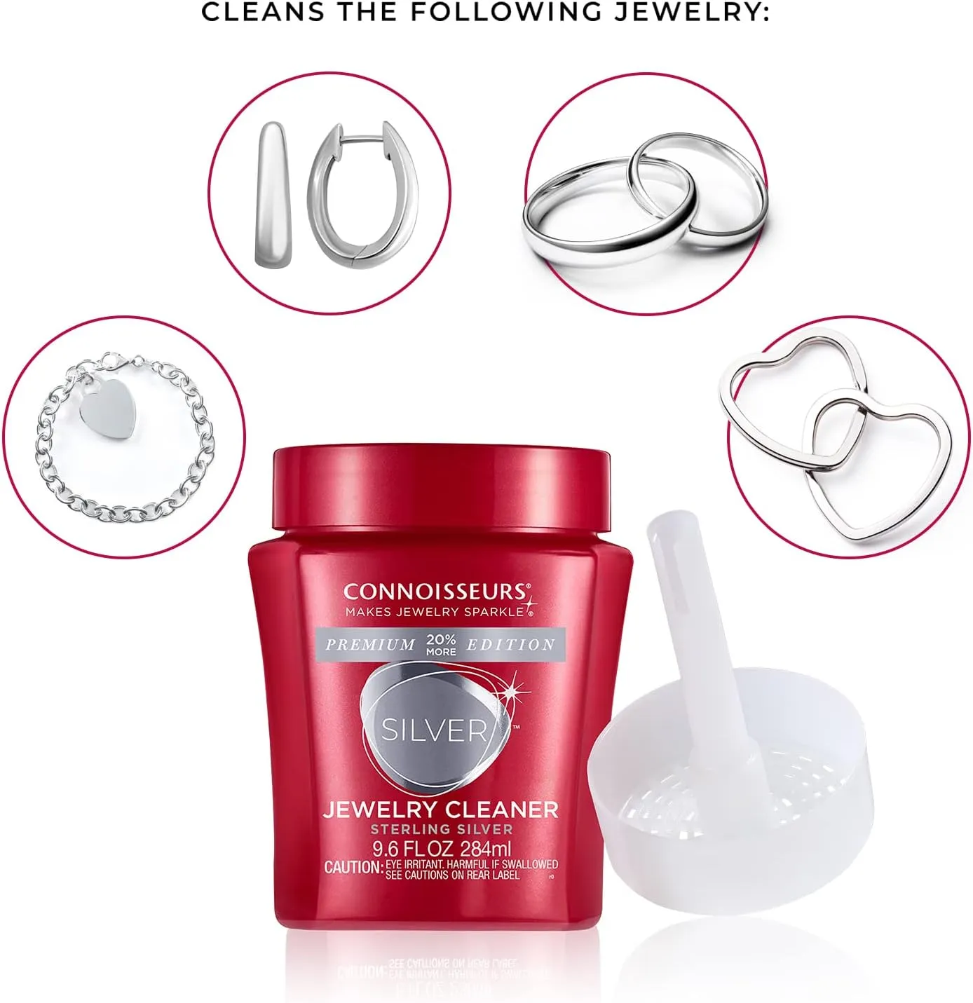 CONNOISSEURS Premium Edition Jewelry Cleaner, Value Size 9.6oz - Pick from Fine, Silver or Delicate Jewelry Cleaner