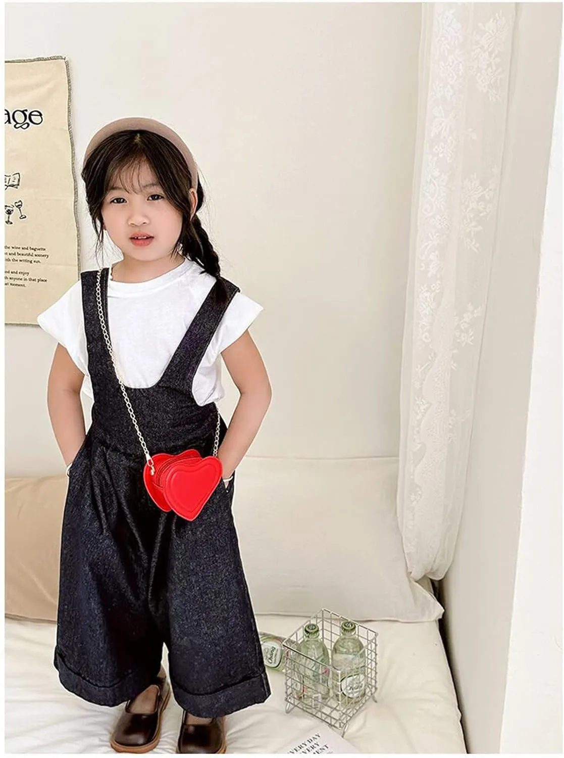 Cute Heart Shape Shoulder Bag Crossbody Handbags Coin Change Purse for Little Girls Toddlers