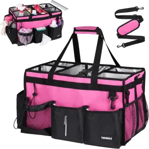 Extra Large Cleaning Caddy Bag With Detachable Divider,Caddy Organizer With Handle,Cleaning Supply Storage With Adjustable Shoulder Strap & Waist Belt For Cleaners,Garden Tool Organizers