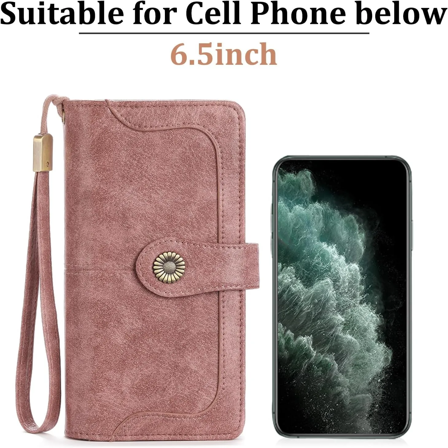 FALAN MULE Women Genuine Leather Wallet Large Capacity Bifold RFID Blocking Card Holder with Zipper Coin Pocket