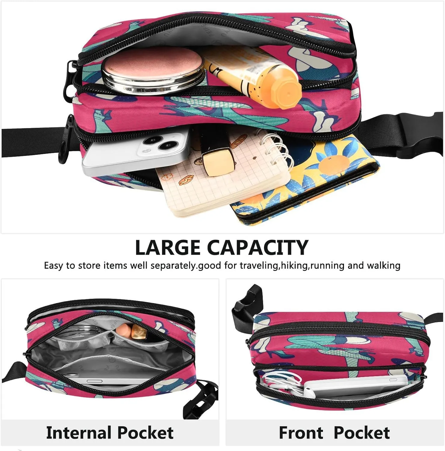 Fanny Pack Belt Bag for Women Men Female Legs in Stockings Fashion Waist Pack Waterproof Adjustable Cross Body Fanny Pack for Workout/Running/Hiking/Traveling/Cycling