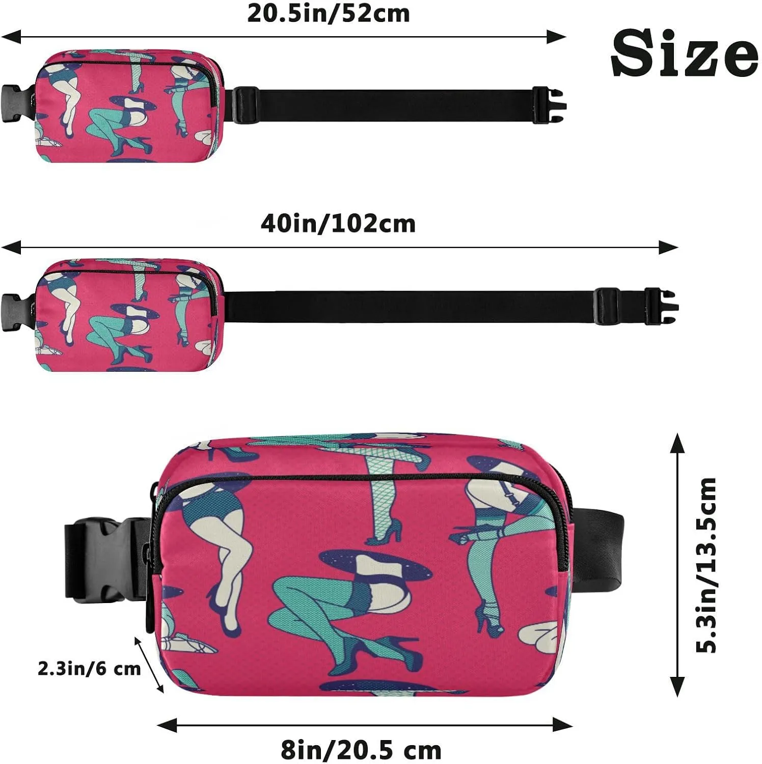 Fanny Pack Belt Bag for Women Men Female Legs in Stockings Fashion Waist Pack Waterproof Adjustable Cross Body Fanny Pack for Workout/Running/Hiking/Traveling/Cycling
