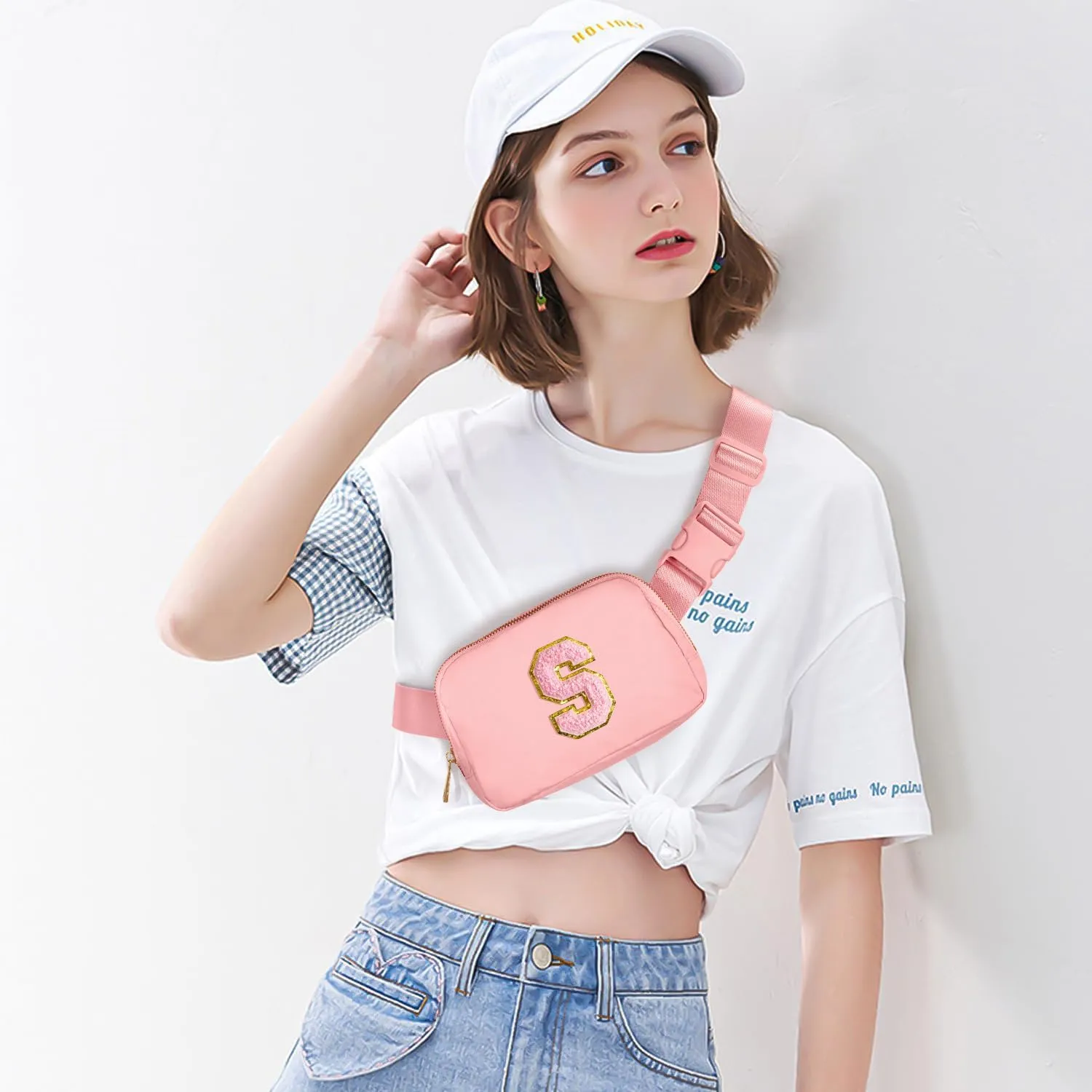 Gitus Customizable Gifts for Girls Age 6-8 8-10 Belt Bag Fanny Pack with Initial for Girls Birthday Gifts for Teenager Girls Teen Girl Gifts Trendy Stuff Light Pink-S