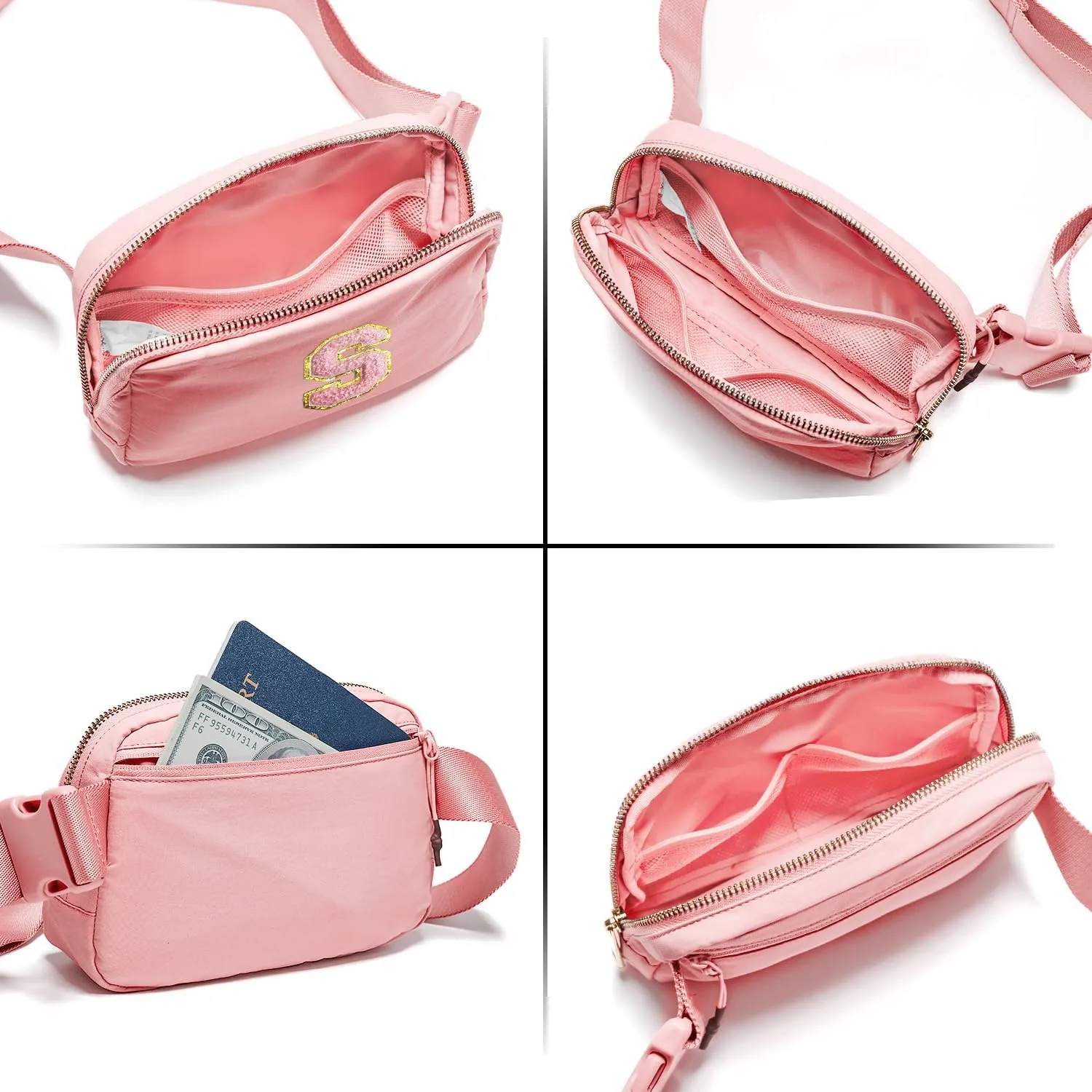 Gitus Customizable Gifts for Girls Age 6-8 8-10 Belt Bag Fanny Pack with Initial for Girls Birthday Gifts for Teenager Girls Teen Girl Gifts Trendy Stuff Light Pink-S