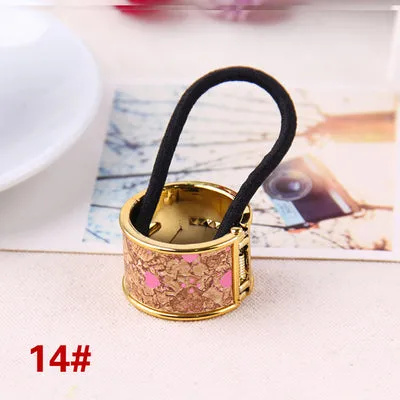 Hot Sales Fashion Plastic Print Hair Rope Elestic Rubber Hair Bands Headbands For Women Tie Ponytail Hair Accessories For Girls