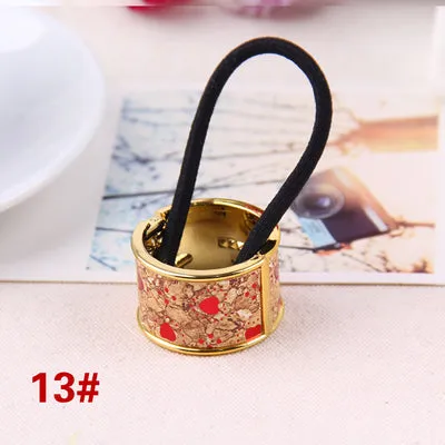 Hot Sales Fashion Plastic Print Hair Rope Elestic Rubber Hair Bands Headbands For Women Tie Ponytail Hair Accessories For Girls