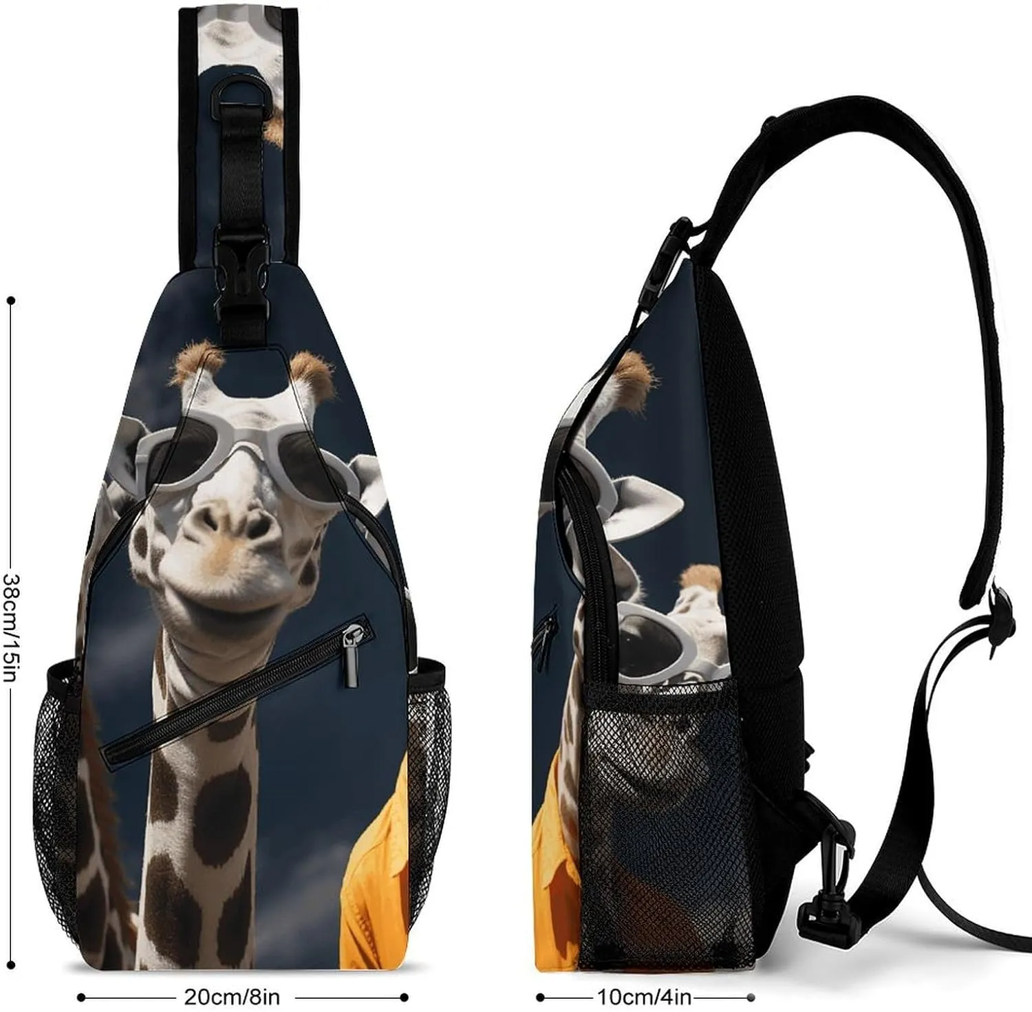 Lightweight Chest Bag Crossbody Bag Three Giraffes Wearing Sunglasses Sling Backpack for Women Men Sports Travel