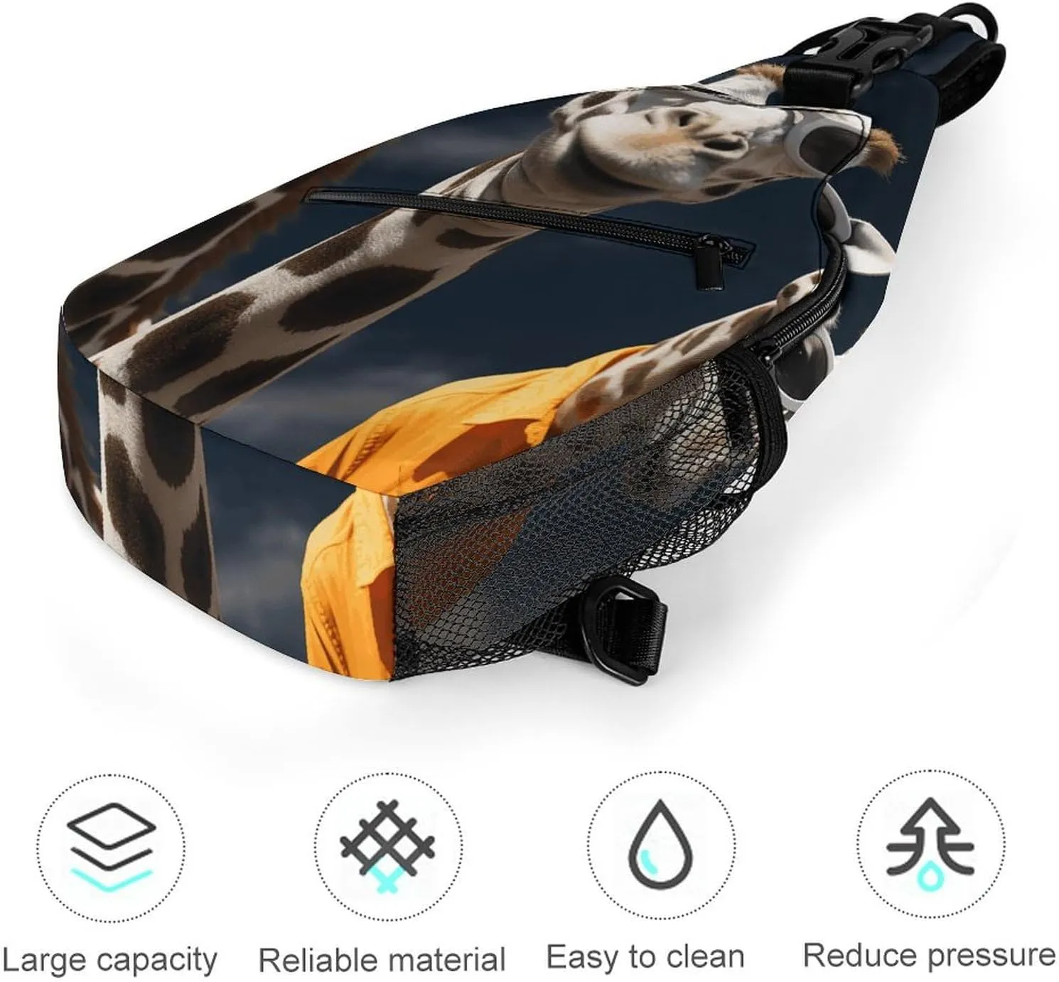 Lightweight Chest Bag Crossbody Bag Three Giraffes Wearing Sunglasses Sling Backpack for Women Men Sports Travel