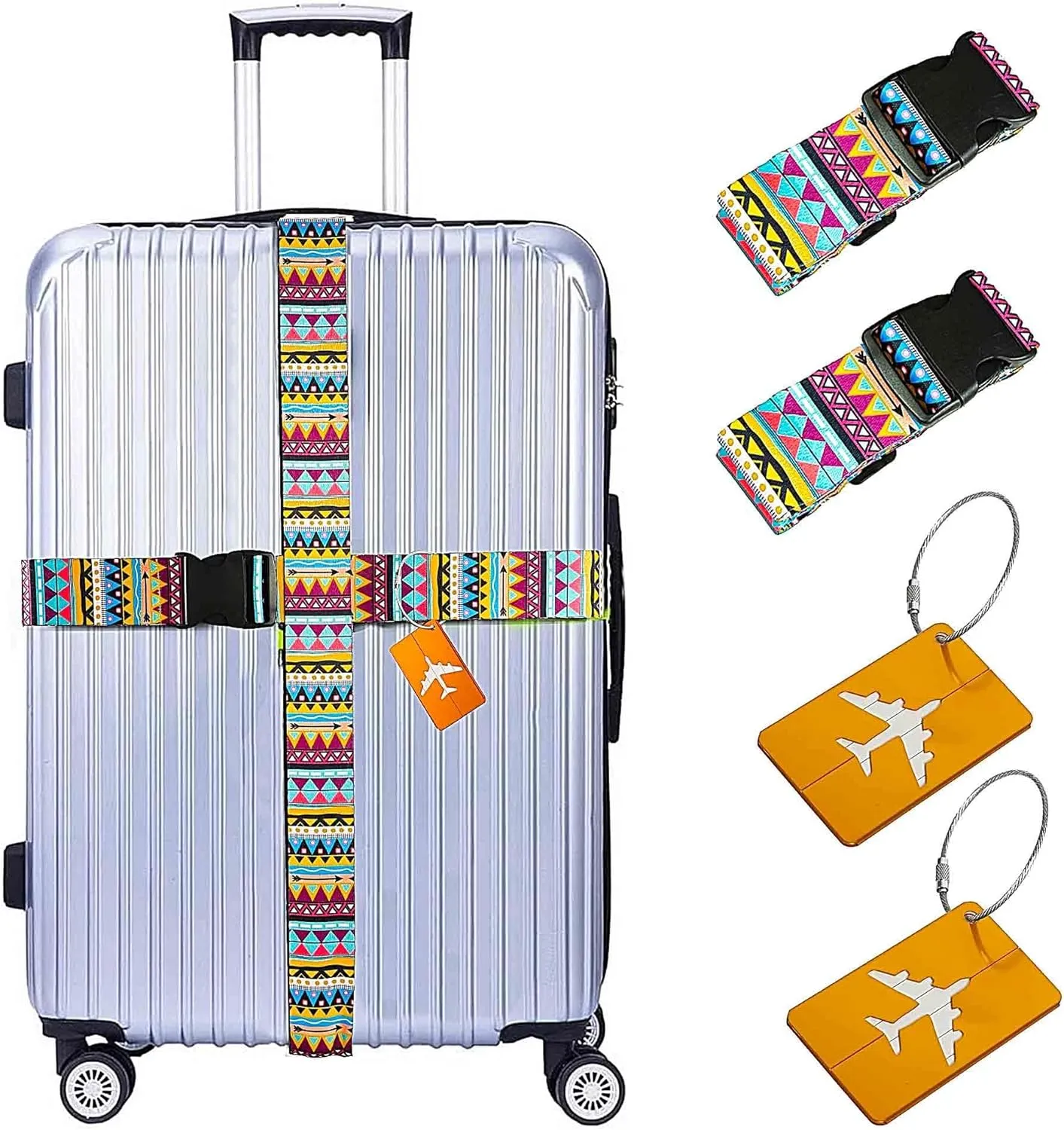 Luggage Straps for Suitcases TSA Approved Personalized Cinch Travel Belt Luggage Tie Carry On Bag Adjustable (Bohemian)