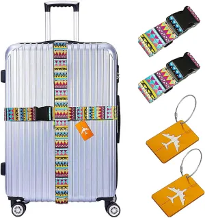 Luggage Straps for Suitcases TSA Approved Personalized Cinch Travel Belt Luggage Tie Carry On Bag Adjustable (Bohemian)