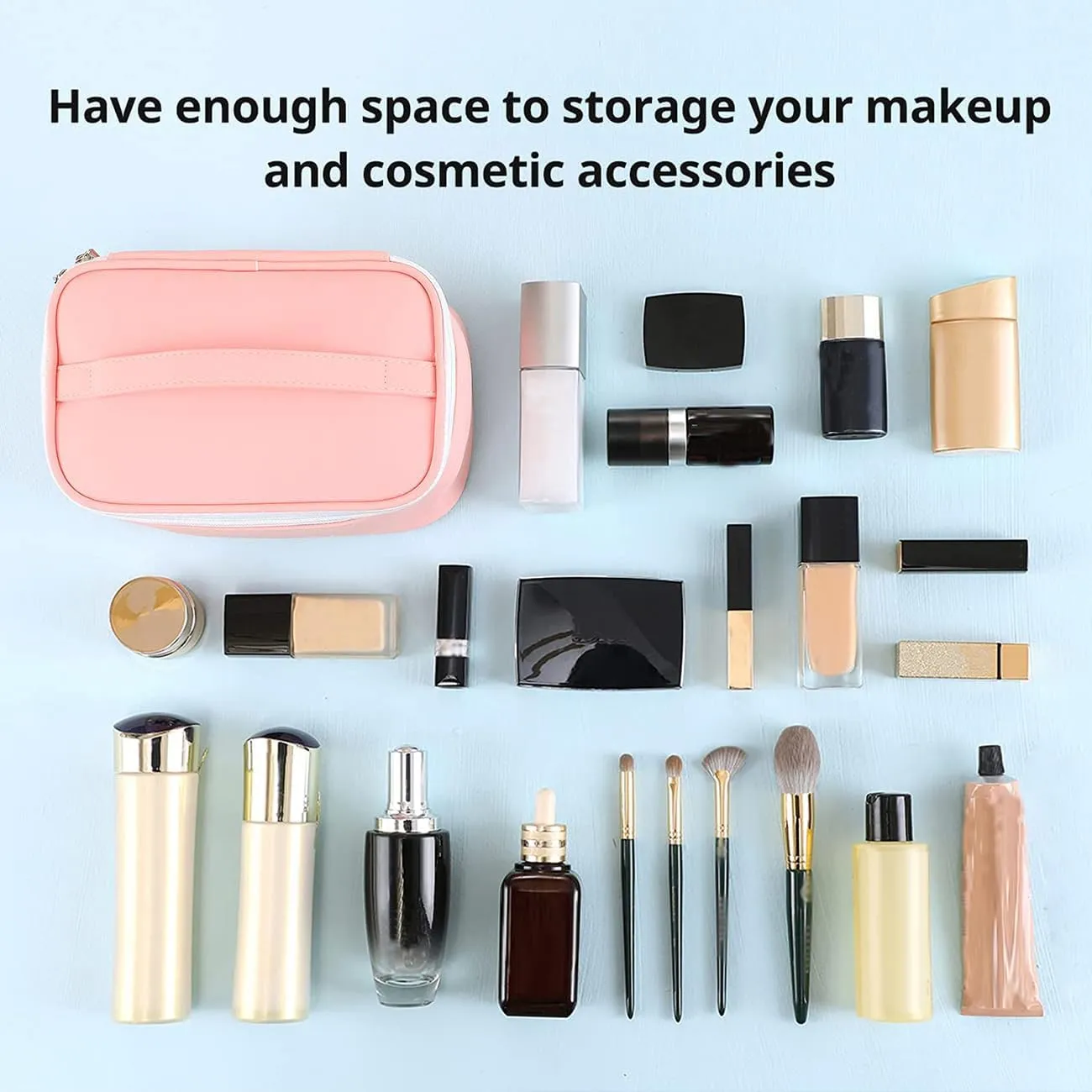 Meiyuuo Makeup Bag Cosmetic Bags for Women Ladies Zipper Pouch Makeup Organizer PU Leather Waterproof