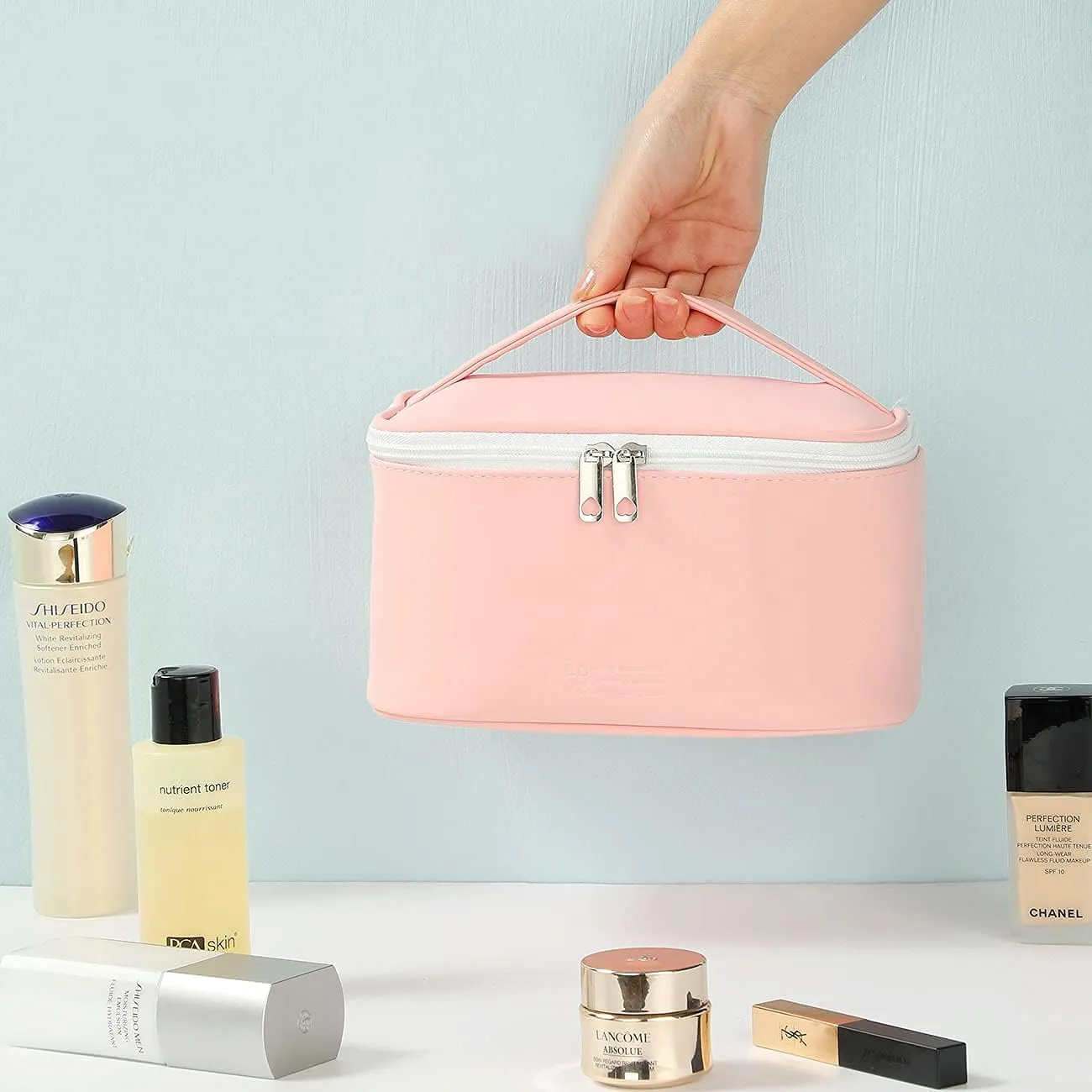 Meiyuuo Makeup Bag Cosmetic Bags for Women Ladies Zipper Pouch Makeup Organizer PU Leather Waterproof