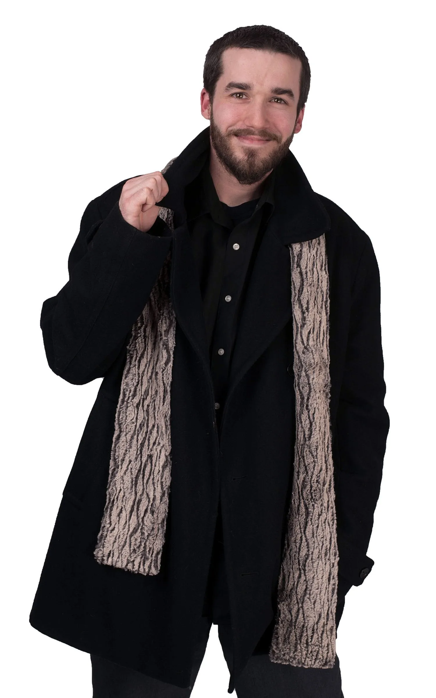 Men's Classic Scarf - Two-Tone, Luxury Faux Fur in Calico