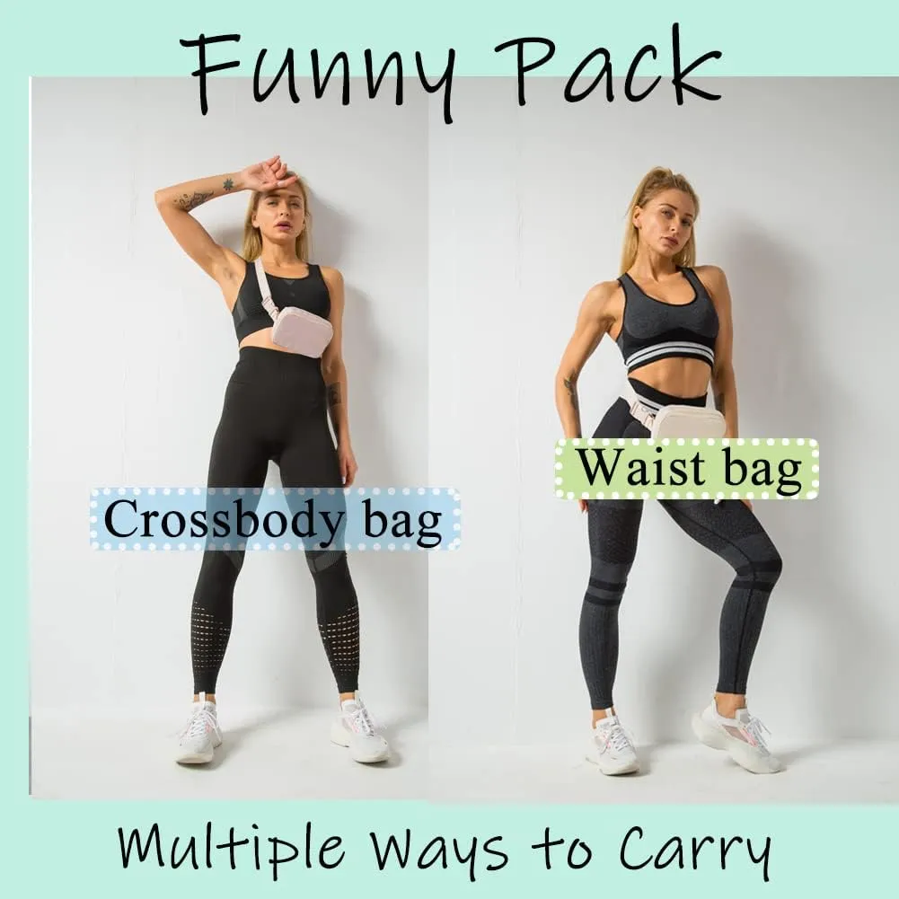 Mini Belt Bag Fanny Pack with Adjustable Strap Unisex Small Waist Pouch Crossbody Bags for Travel Workout Running Hiking (Beige)