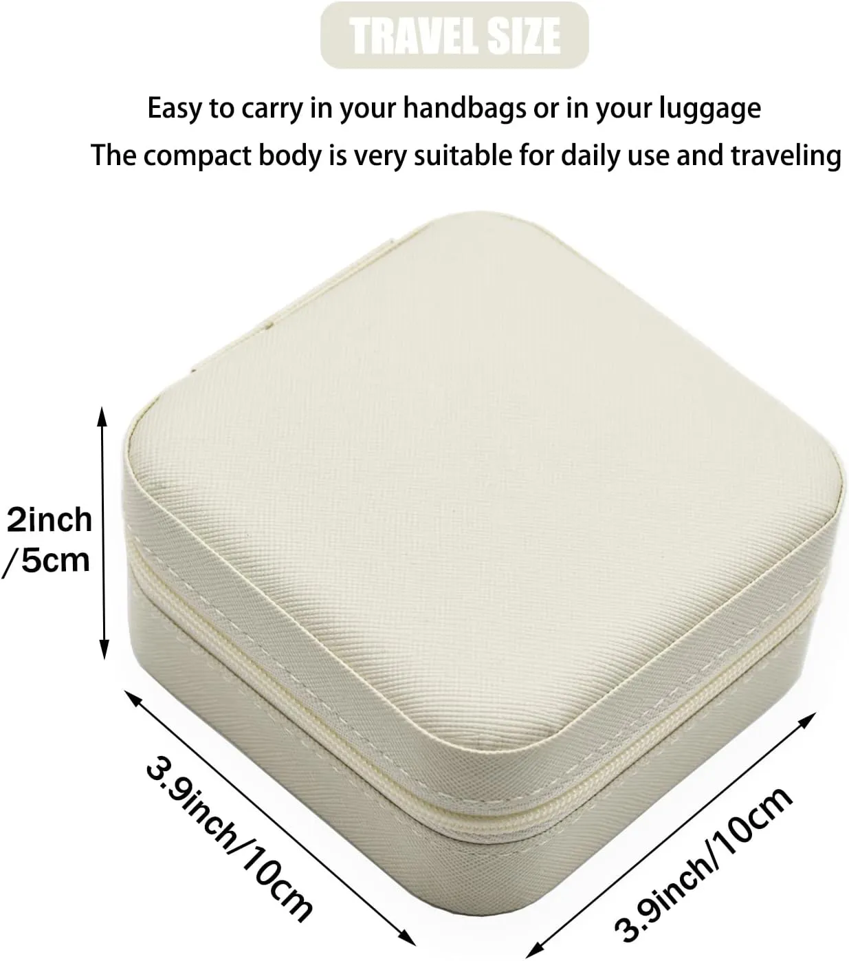 MODENGKONGJIAN Mini Jewelry Travel Case, PU Leather Travel Jewelry Organizer Box, Small Portable Portable Jewellery Storage Holder for Womens Rings Earrings Necklaces Bracelets (White)