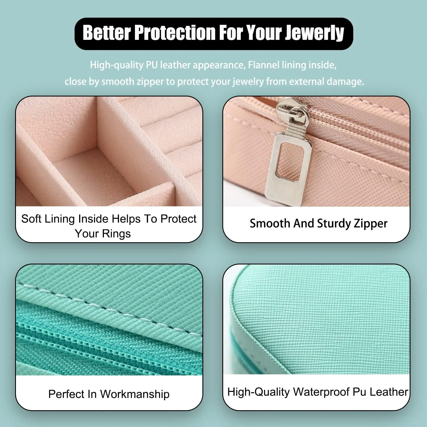 MODENGKONGJIAN Mini Jewelry Travel Case, PU Leather Travel Jewelry Organizer Box, Small Portable Portable Jewellery Storage Holder for Womens Rings Earrings Necklaces Bracelets (White)