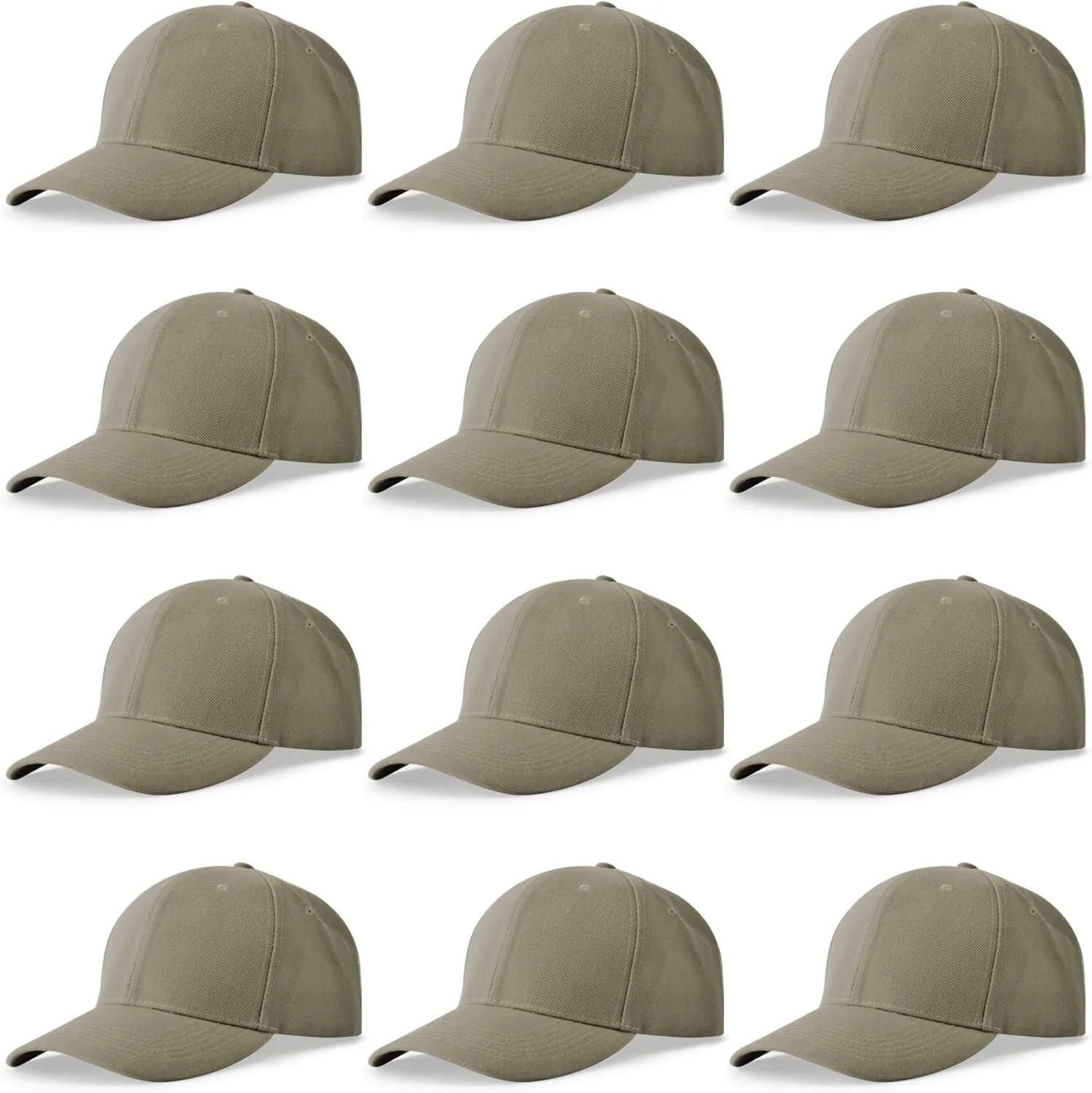NOBONDO 12 Pack Unisex Baseball Caps - Bulk Wholesale Blank Plain Adjustable Hats for Men & Women