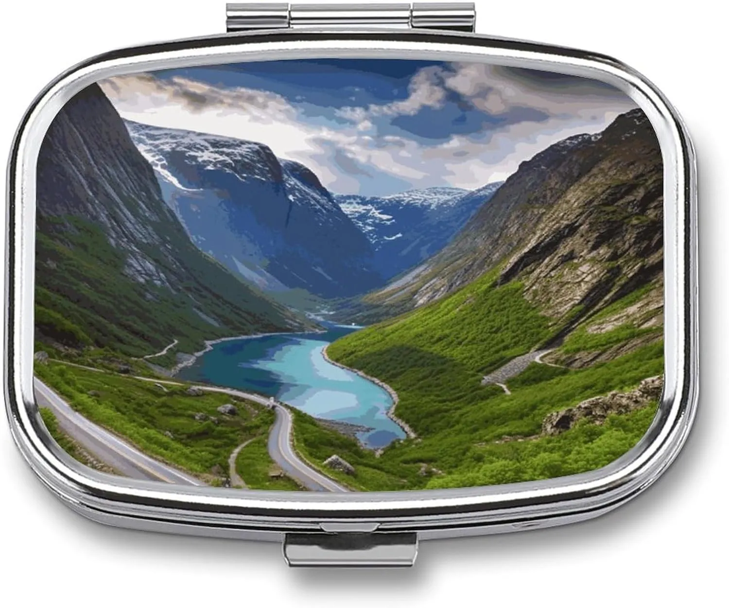 Norwegian Fjords Travel Pill Organizer Portable Daily Waterproof Pill Case Small Medicine Storage Container for Vitamins Fish Oil Cod Liver Oil Earplug Storage