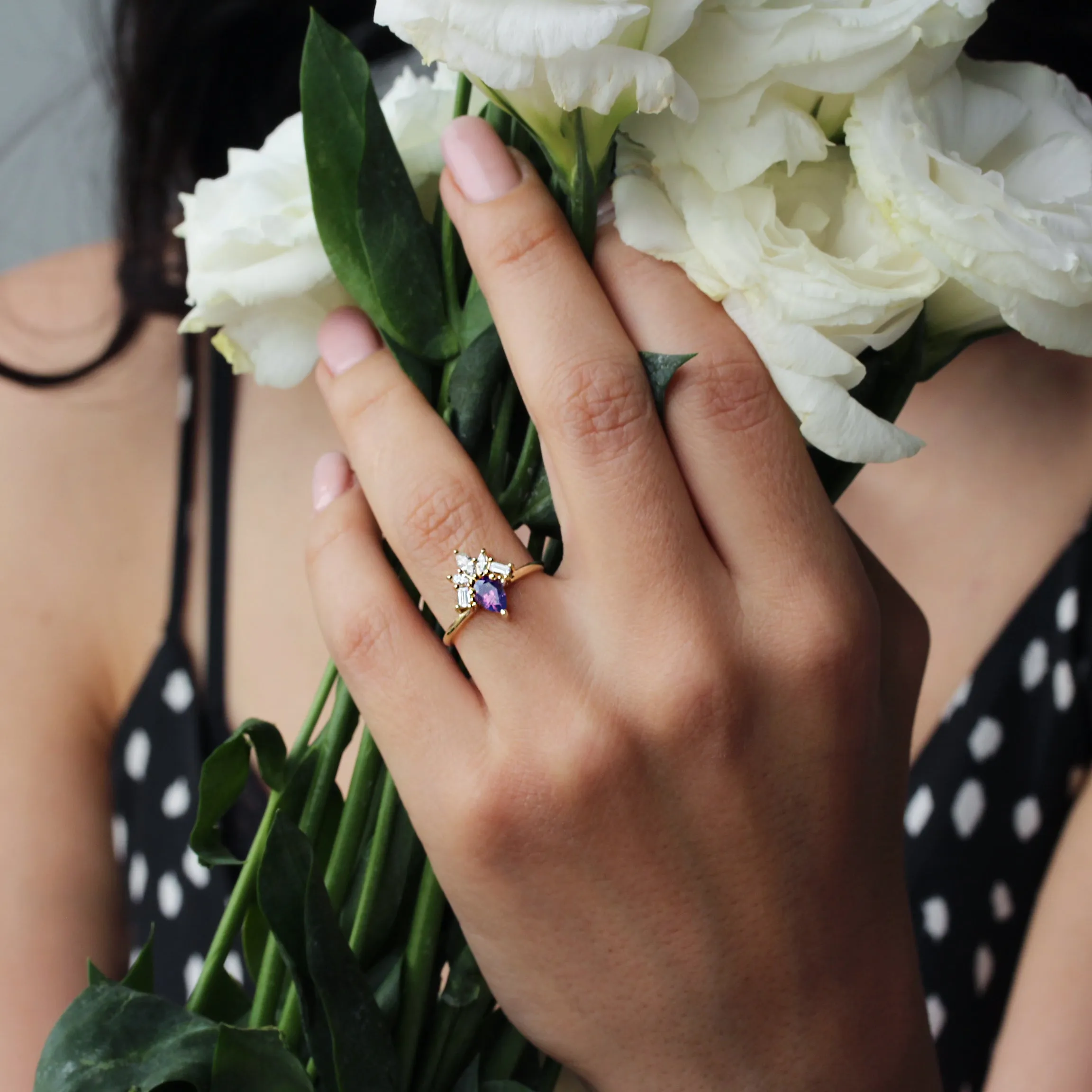 Pear Lavender Spinel Unique Engagement Ring - "Gatsby" ♥