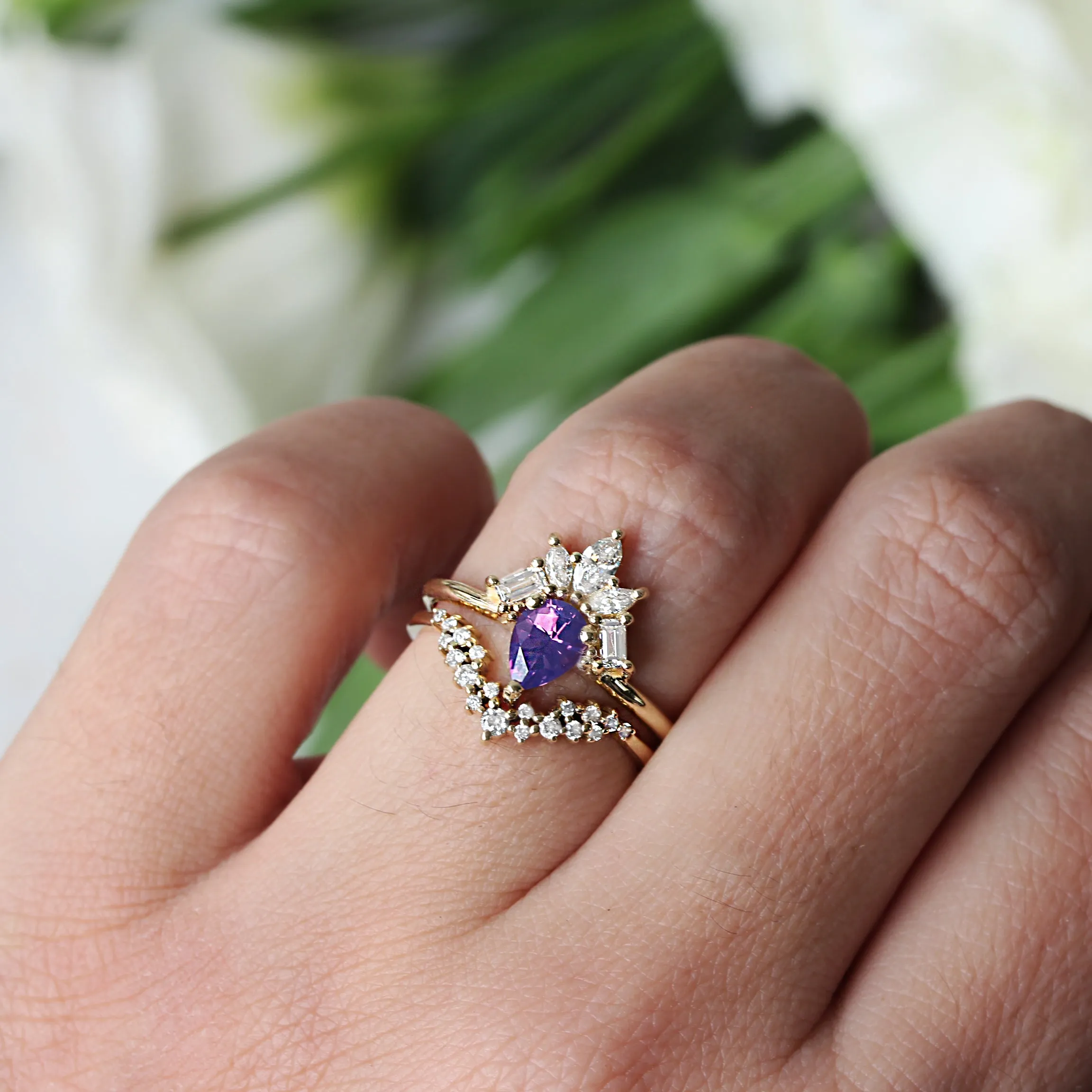 Pear Lavender Spinel Unique Engagement Ring - "Gatsby" ♥