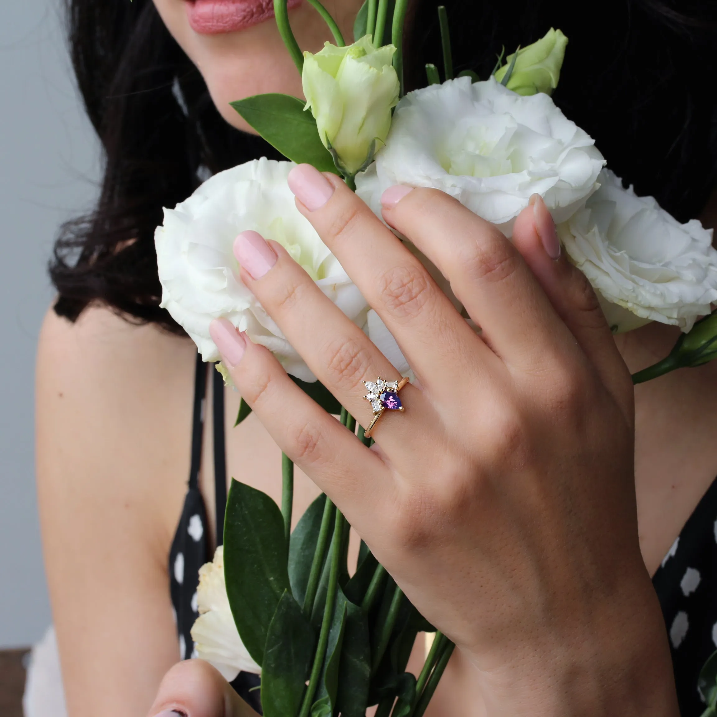 Pear Lavender Spinel Unique Engagement Ring - "Gatsby" ♥