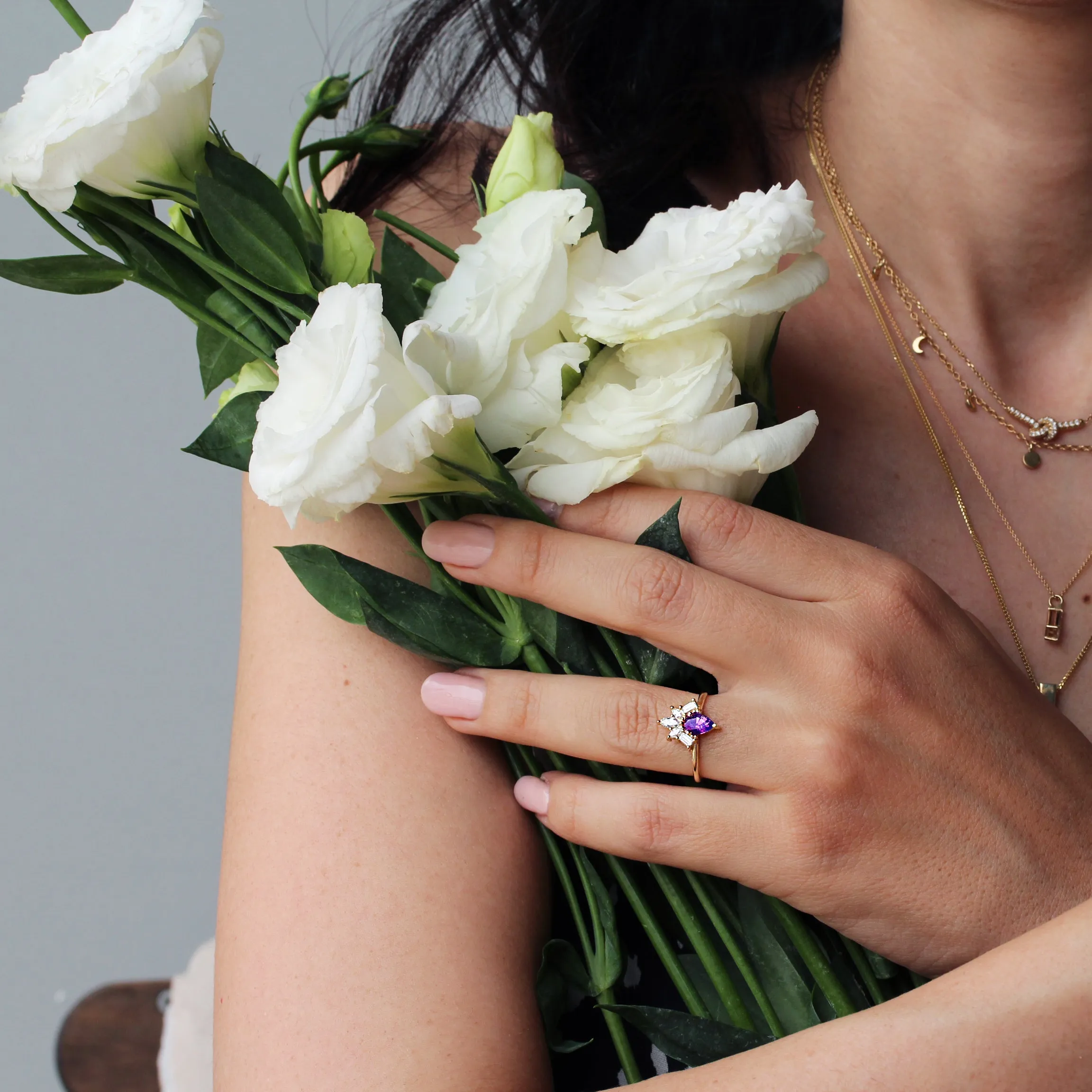 Pear Lavender Spinel Unique Engagement Ring - "Gatsby" ♥
