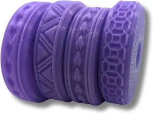 Potterraccoon Maori Texture Rollers for Clay and Polymer Clay Artists  Set of 4 with Handle, Purple
