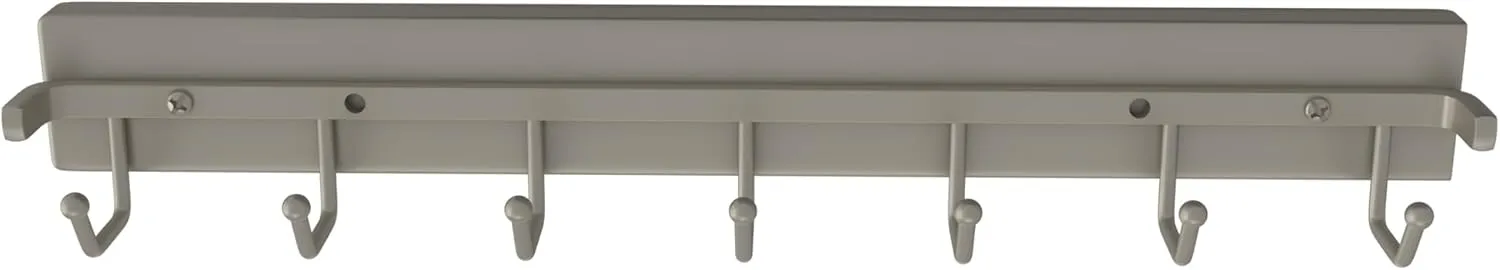 Rev-A-Shelf 14 Inch Pop Out Sliding Deluxe Belt and Tie Accessory Organization Rack Holder Hanger with 7 Hooks, Satin Nickel, BRCPOSL-14-SN-1