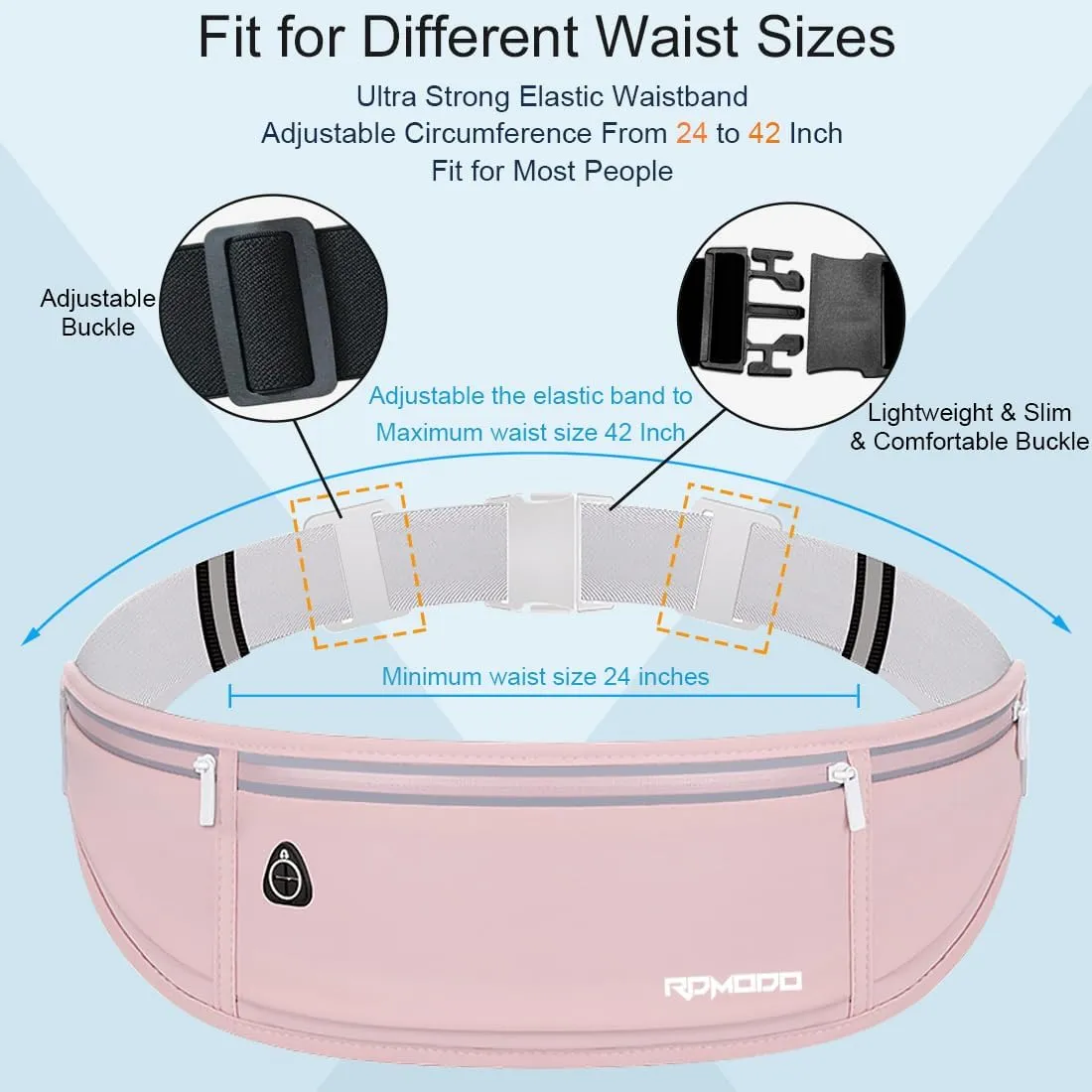 Running Belt Fanny Pack for WomenWater Resistant Large Capacity Waist Pack for iPhone 16 15 14 13 SamsungLightweight Running Phone HolderSlim Money Belt Running Pouch for Hiking Outdoor Pink