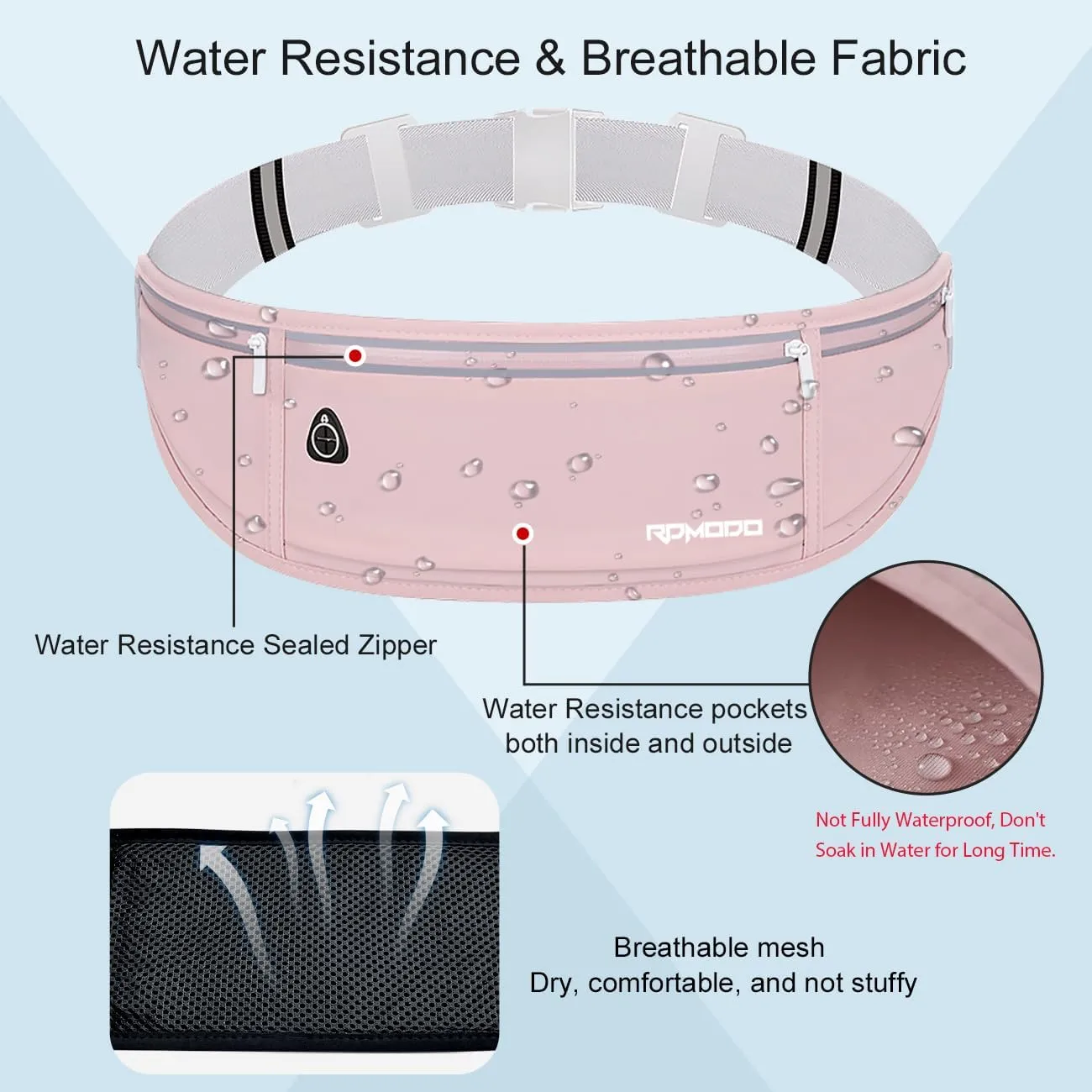 Running Belt Fanny Pack for WomenWater Resistant Large Capacity Waist Pack for iPhone 16 15 14 13 SamsungLightweight Running Phone HolderSlim Money Belt Running Pouch for Hiking Outdoor Pink