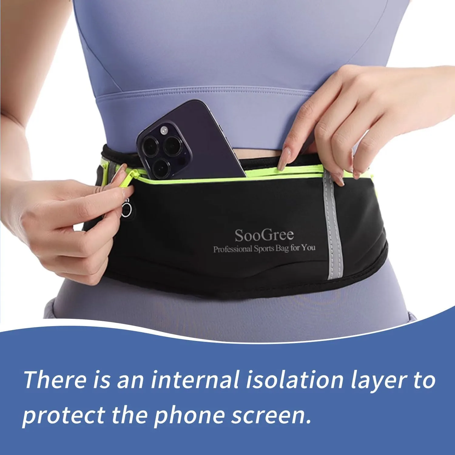 Slim Running Belt Fanny Packs for Women & Men Runners Pouch Waist Pack Phone Holder Large Crossbody Runners Bag Gear Accessories for Running Hiking Traveling Sports Adjustable Strap