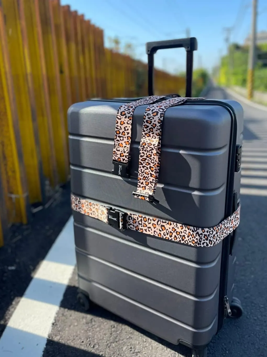 Teeoff Luggage Straps 2 Pack Suitcase Belts Travel Bag Accessories Adjustable (Leopard - 2 Pack)