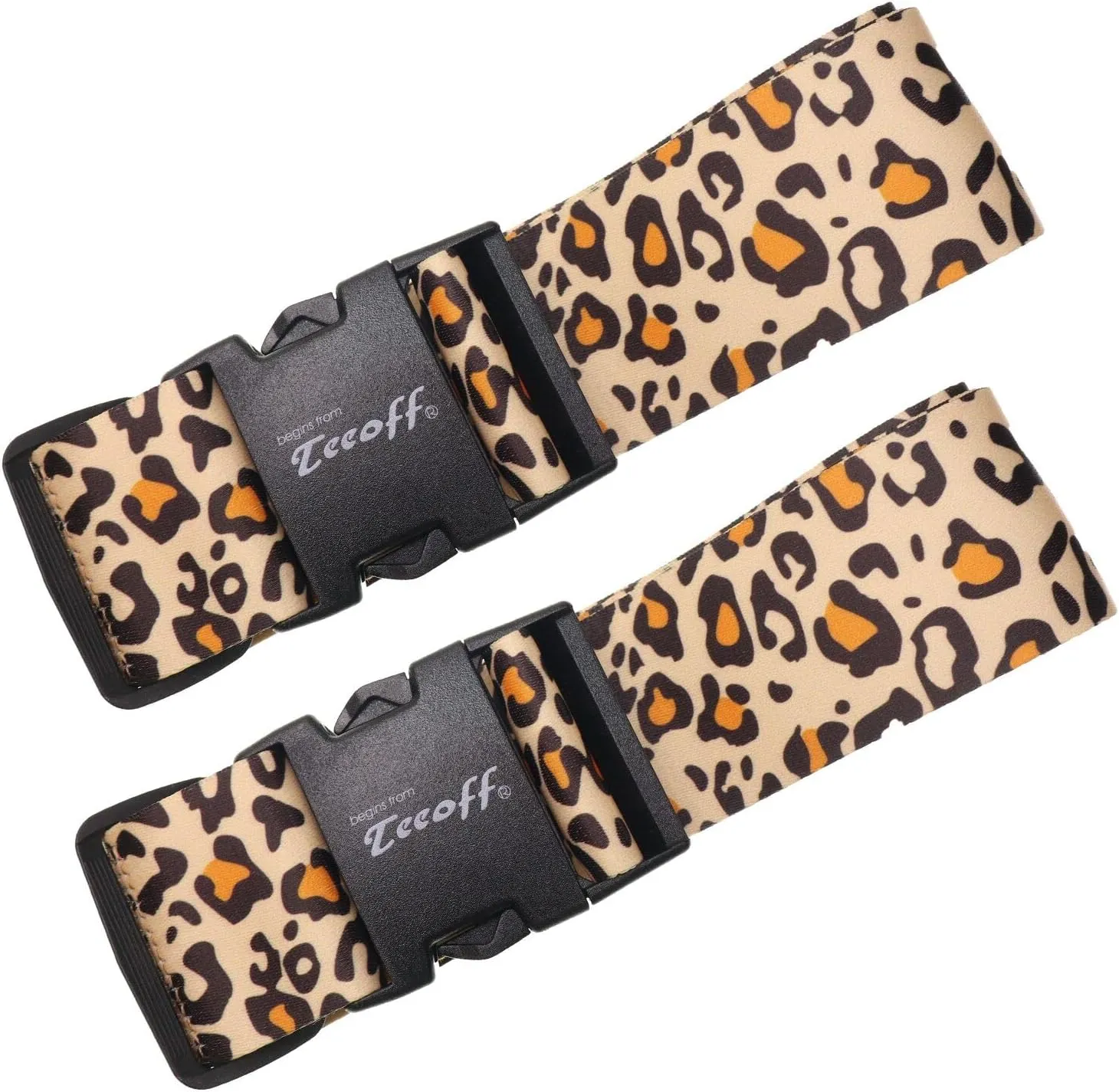 Teeoff Luggage Straps 2 Pack Suitcase Belts Travel Bag Accessories Adjustable (Leopard - 2 Pack)