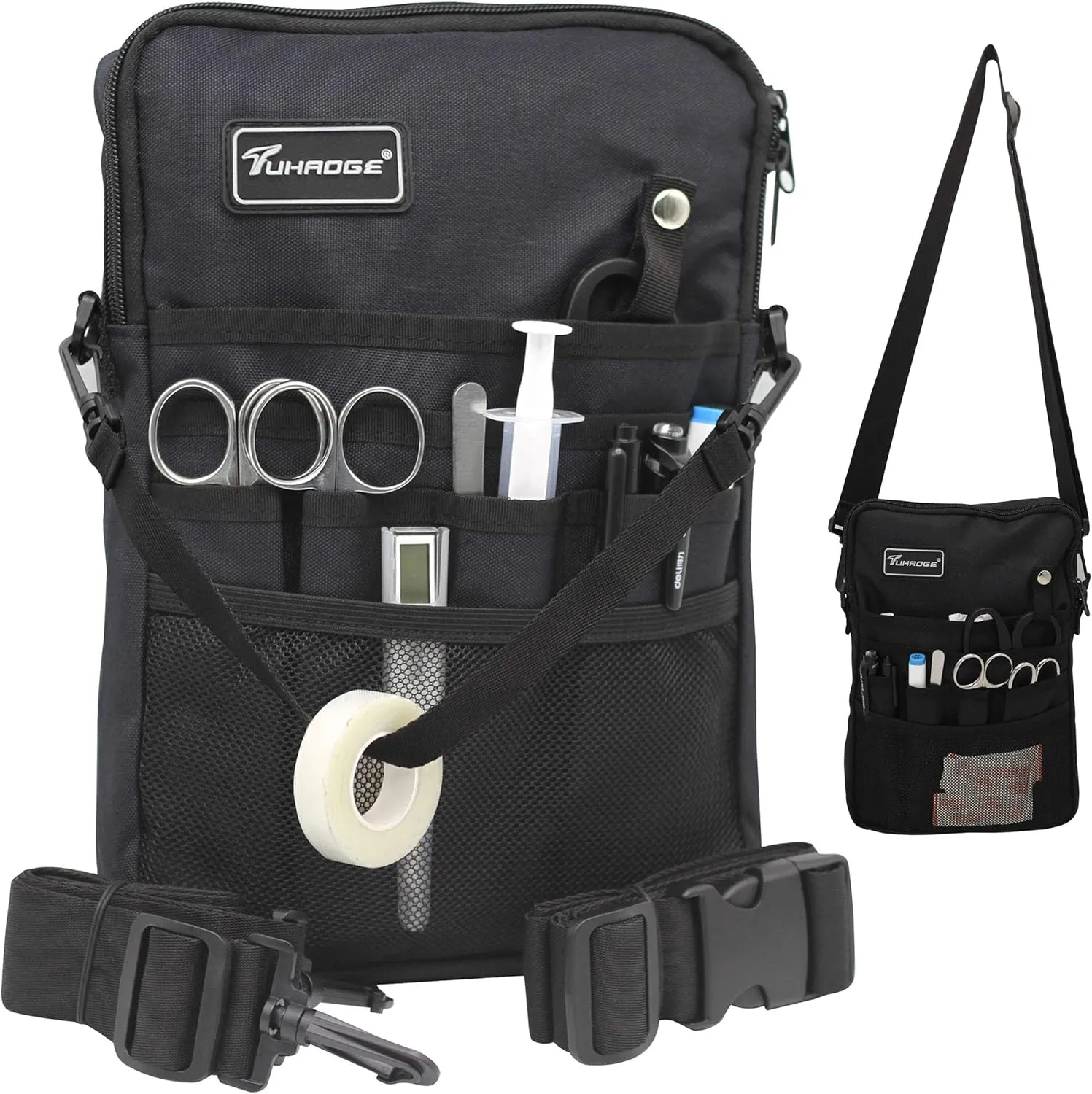 Tuhaoge Multifunctional Nurse Storage Bag Nurse Storage Bag Kit Practical Waist Bag Nurse Pocket Storage Bag (Black)