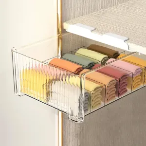 Underwear Organizer Drawer for Closet, 12 Cells Under Shelf Basket with Detachable Divider, Closet Organizer and Storage Box for Bras, Socks, Ties, Belts (Hanging Style, White, 1 Pcs)