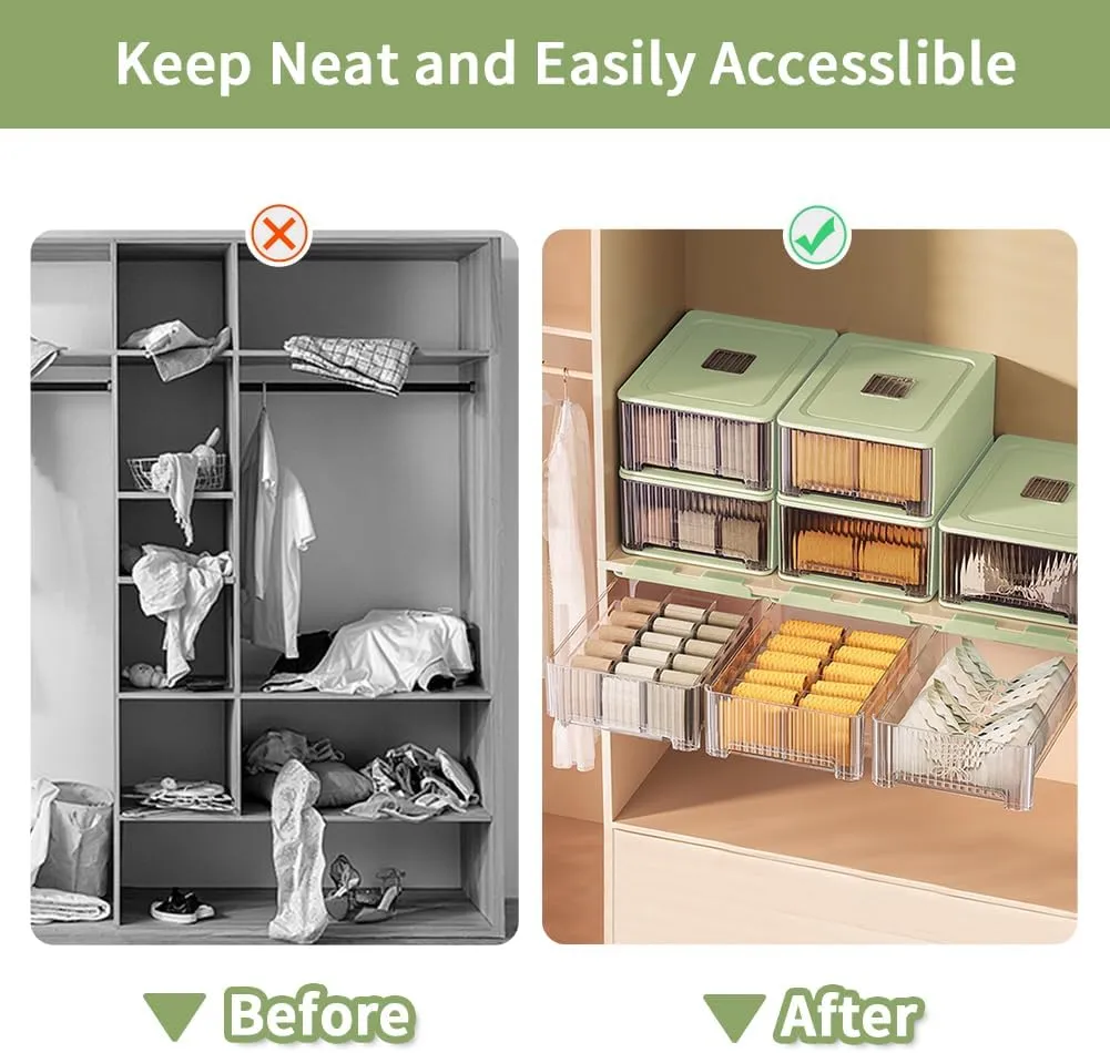 Underwear Organizer Drawer for Closet, 12 Cells Under Shelf Basket with Detachable Divider, Closet Organizer and Storage Box for Bras, Socks, Ties, Belts (Hanging Style, White, 1 Pcs)